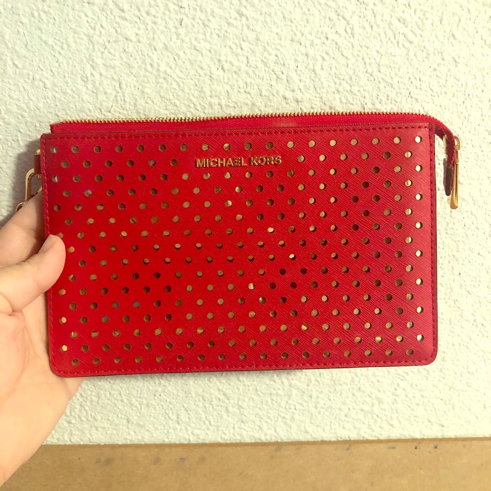 Red Michael Kors Wristlet